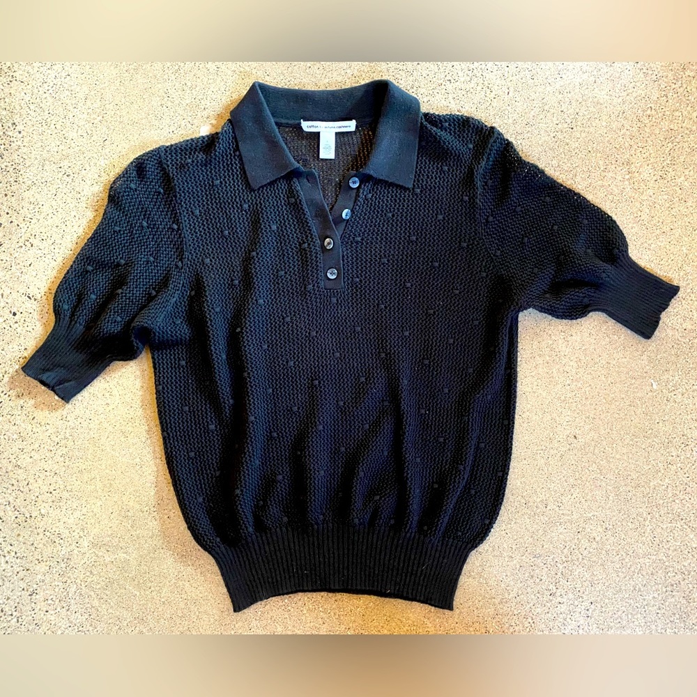 COTTON BY AUTUMN CASHMERE black, knit top. NEW WITHOUT TAGS. Size Small.